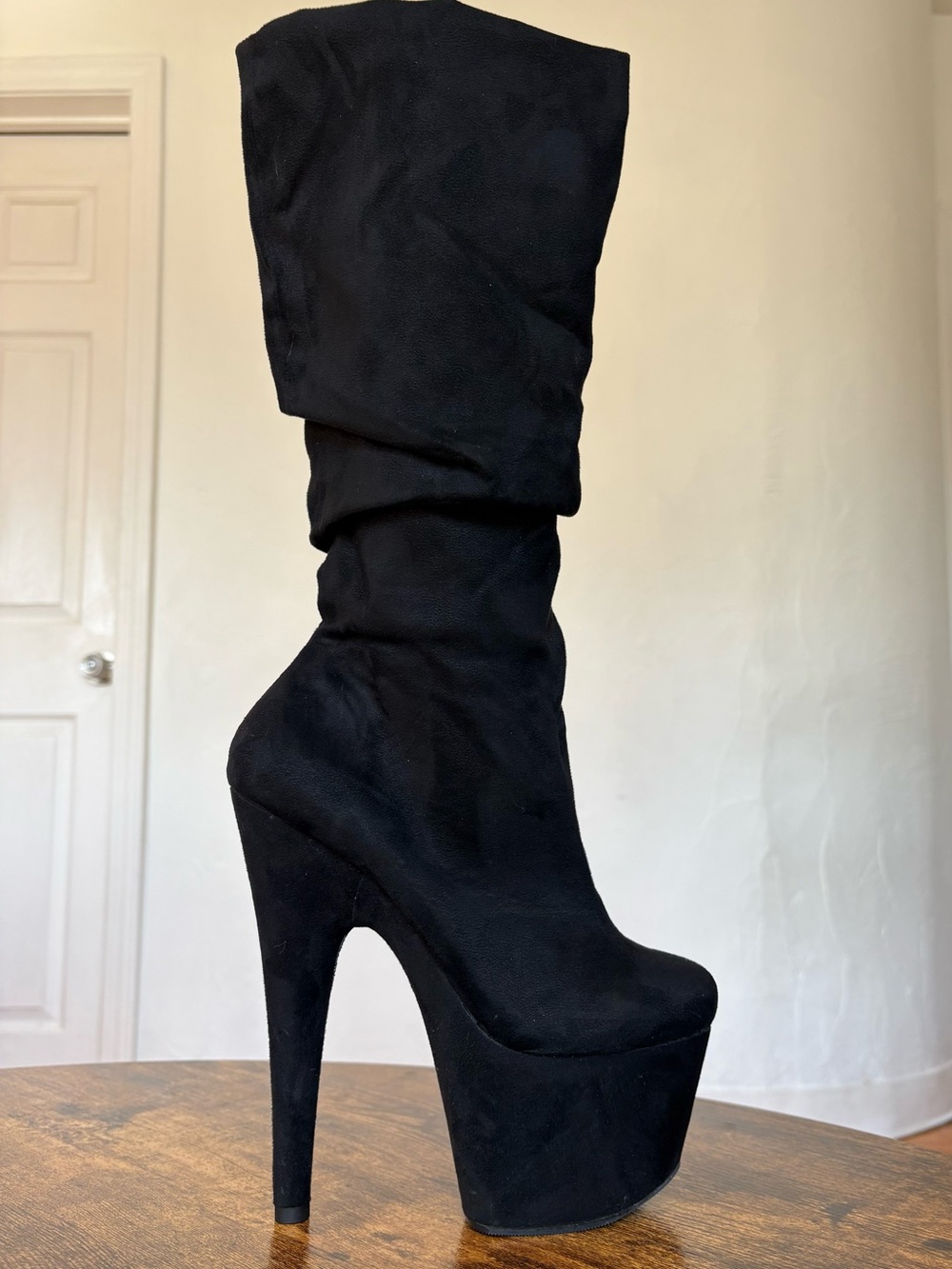 Pleaser Black Knee-High Platform Boot